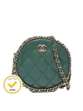 Chanel Chain Shoulder Bag Round Quilted Gold